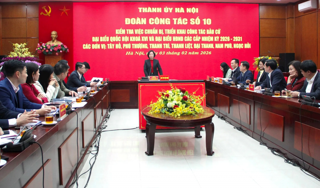 Chủ tịch Ủy ban Mặt trận Tổ quốc Việt Nam TP Hà Nội Bùi Huyền Mai chủ trì kiểm tra việc chuẩn bị, triển khai công tác bầu cử đại biểu Quốc hội khóa XVI, đại biểu HĐND các cấp nhiệm kỳ 2026-2031 của 7 xã, phường Chủ tịch Ủy ban Mặt trận Tổ quốc Việt Nam TP Hà Nội Bùi Huyền Mai chủ trì kiểm tra việc chuẩn bị, triển khai công tác bầu cử đại biểu Quốc hội khóa XVI, đại biểu HĐND các cấp nhiệm kỳ 2026-2031 của 7 xã, phường